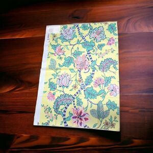 Vintage MALABAR Fabric by Scalamandre' Yellow cotton Hand Printed 39”x29” RARE